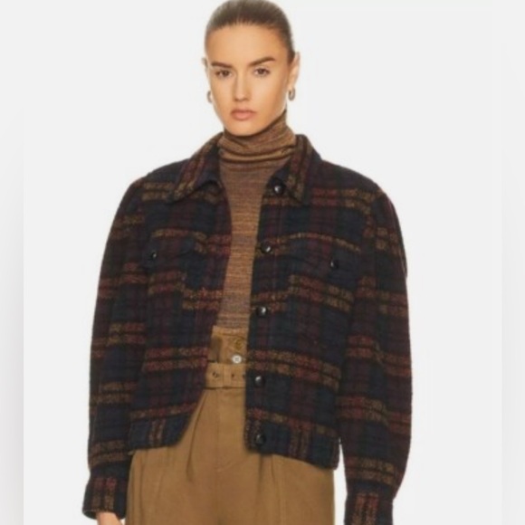 Isabel Marant Jackets & Blazers - ISABEL MARANT ÉTOILE Leiko Plaid Wool-Blend Crop Jacket Multicolor Black 38 New